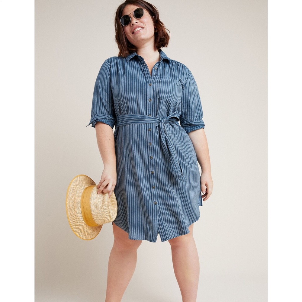 Anthropologie Bellamy Striped Shirtdress sz 14 - Picture 3 of 5
